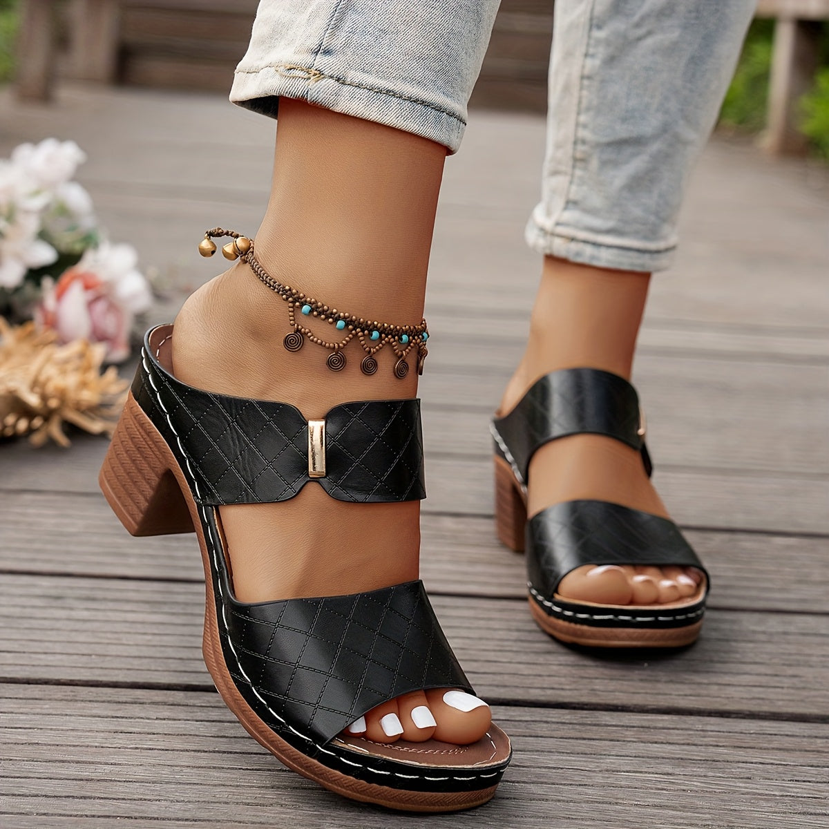 Venezia Block Heel Sandals | Women's Wide-Strap Heeled Sandals