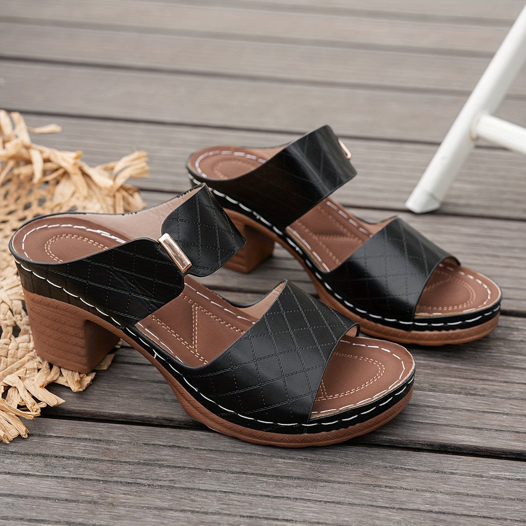 Venezia Block Heel Sandals | Women's Wide-Strap Heeled Sandals