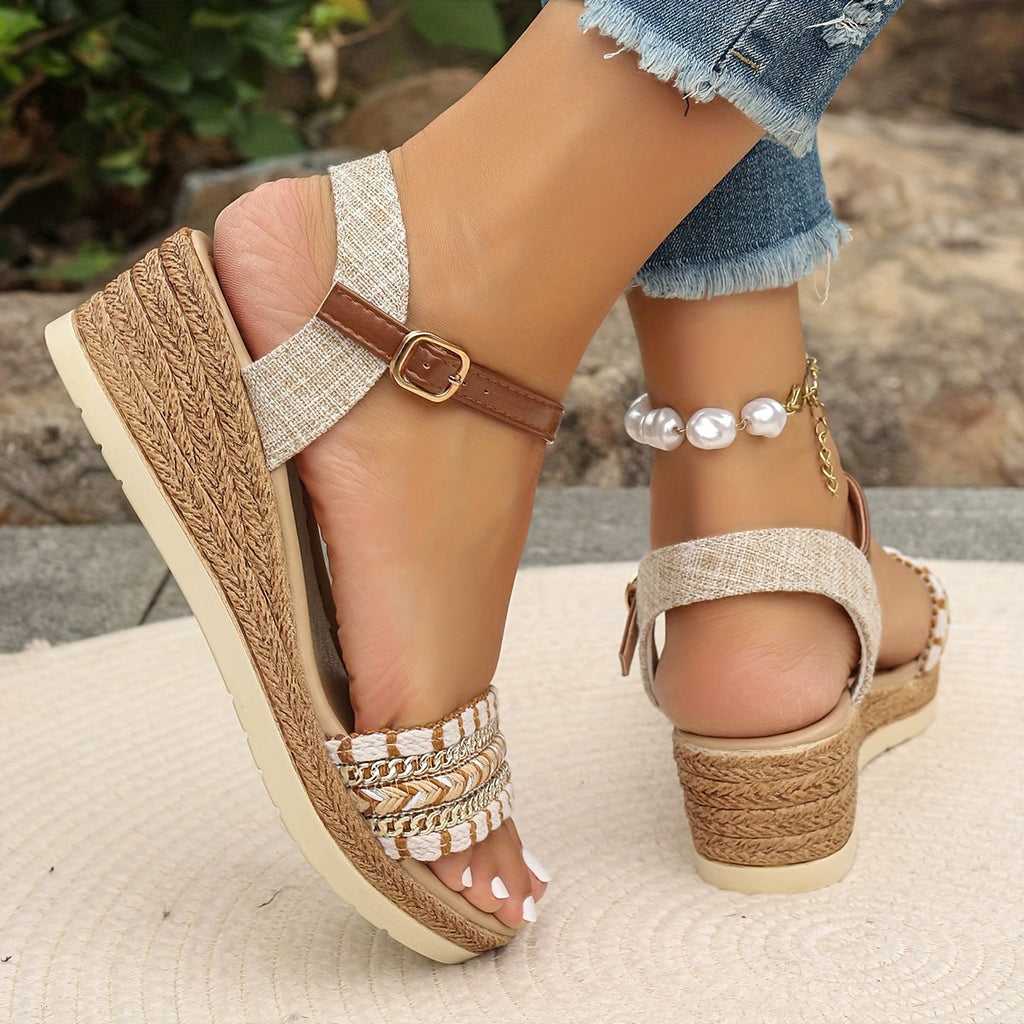 Amara Woven Wedge Sandals | Women's Espadrille Ankle-Strap Sandals