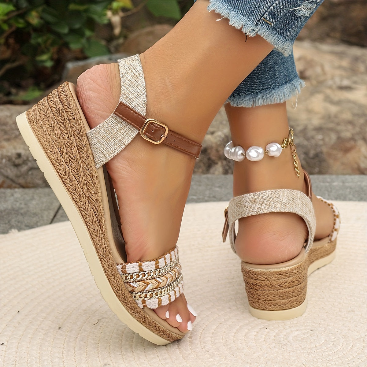 Amara Woven Wedge Sandals | Women's Espadrille Ankle-Strap Sandals