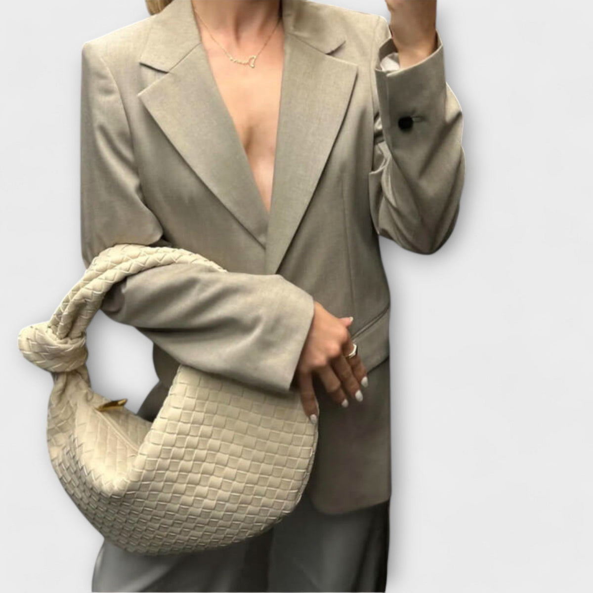 Millie knotted-handle woven hobo shoulder bag