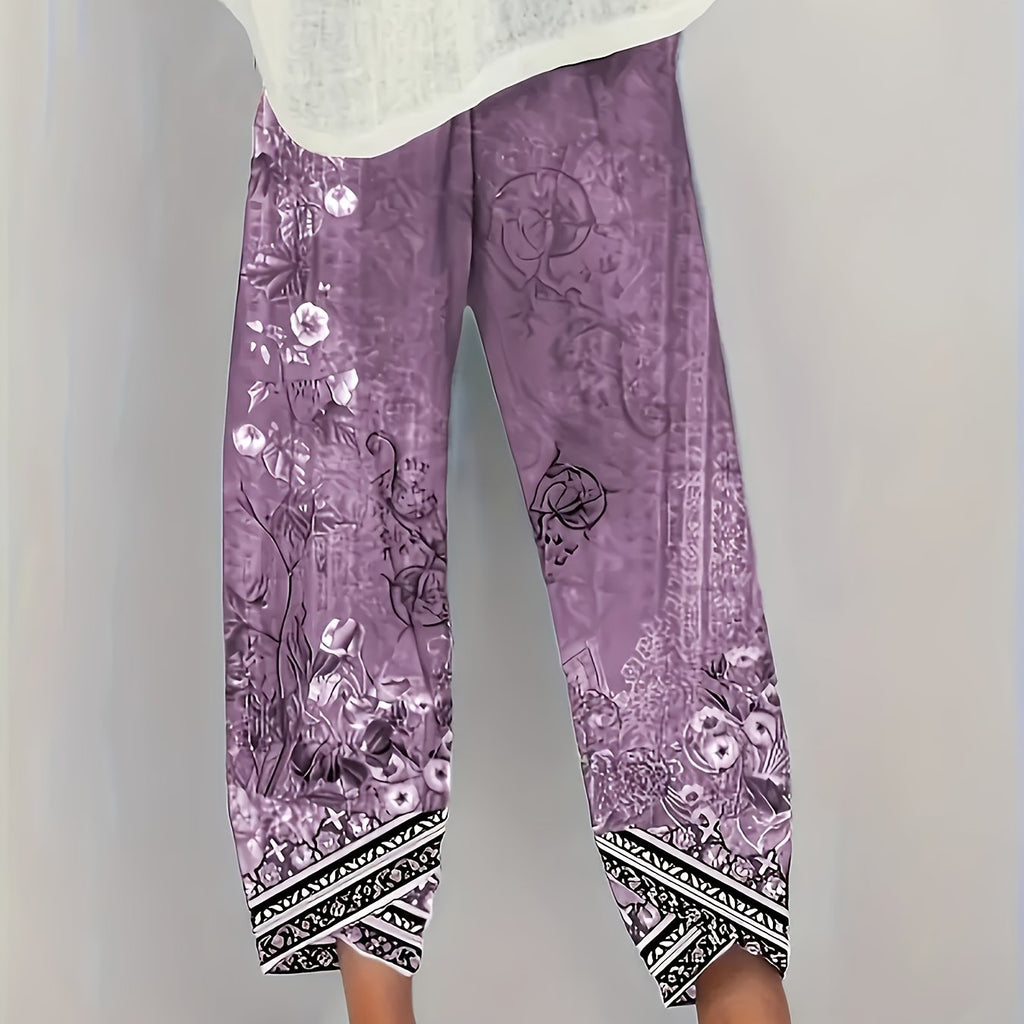 Ursula floral border print cropped harem pants
