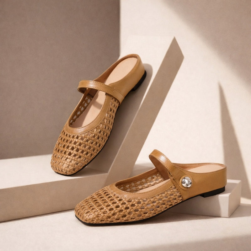Mira Woven Mule Flats | Women's Mary Jane Slip-On Shoes