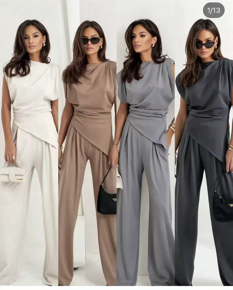 Khloe Two-Piece Set | Women's Elegant Wide-Leg Co-Ord
