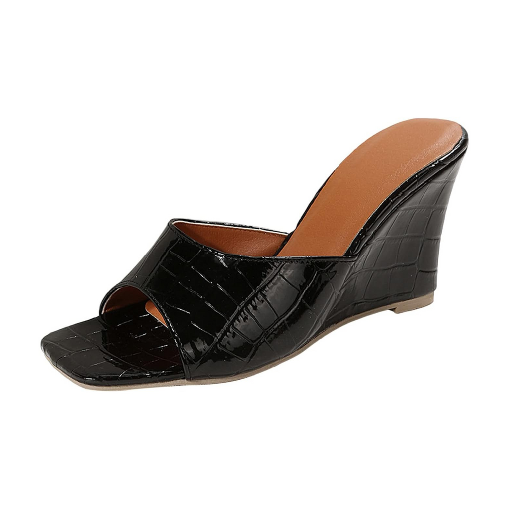 Monroe Snake-Effect Wedge Sandals | Women's Peep-Toe Mule Sandals
