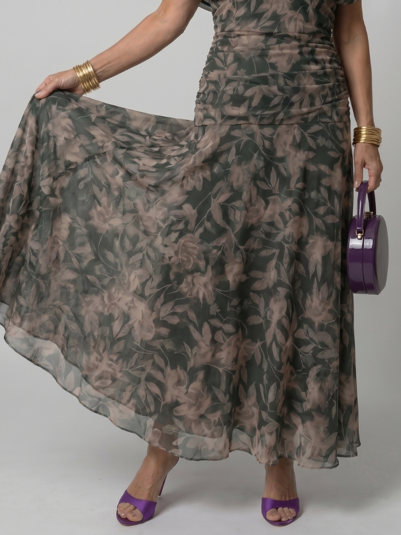 Portia draped off-shoulder ruched maxi dress
