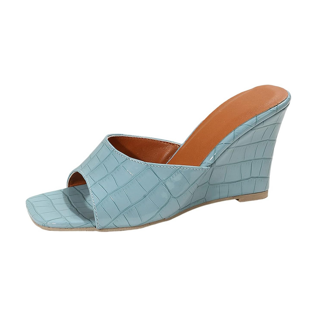Monroe Snake-Effect Wedge Sandals | Women's Peep-Toe Mule Sandals