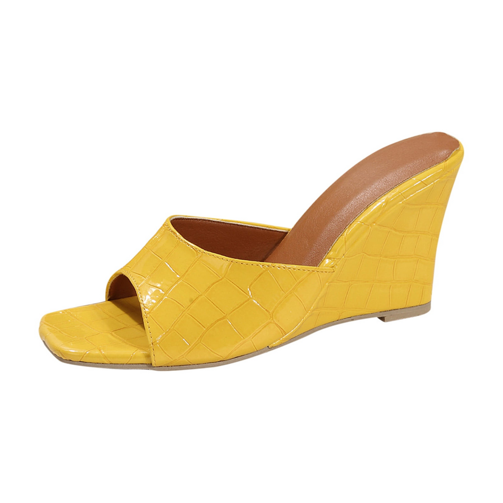 Monroe Snake-Effect Wedge Sandals | Women's Peep-Toe Mule Sandals