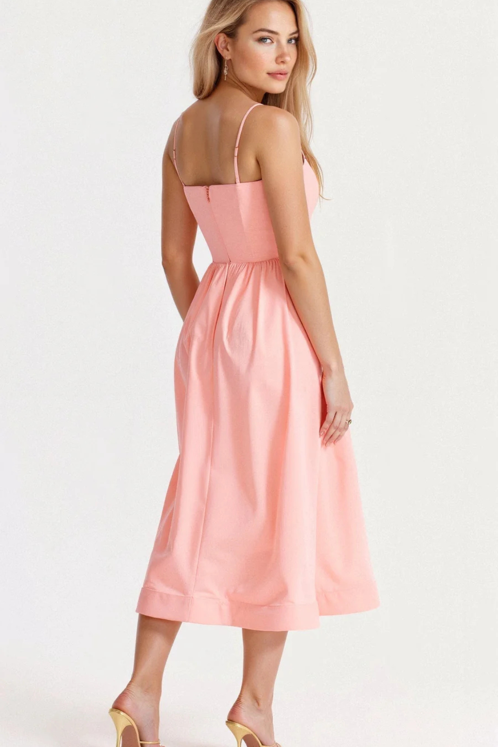 Ines scoop-neck fitted-bodice a-line midi sundress