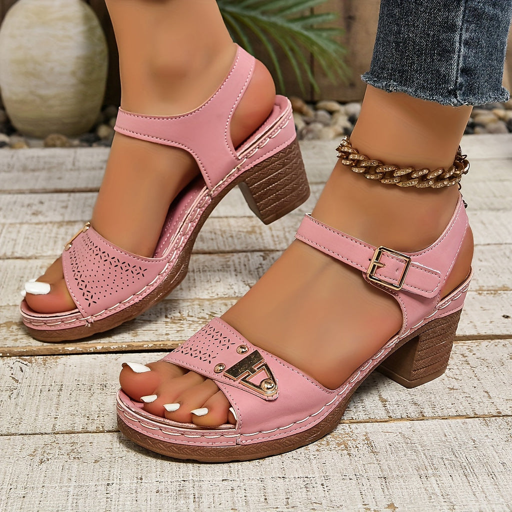 Amalfi Block Heel Sandals | Women's Strappy Buckle Heeled Sandals