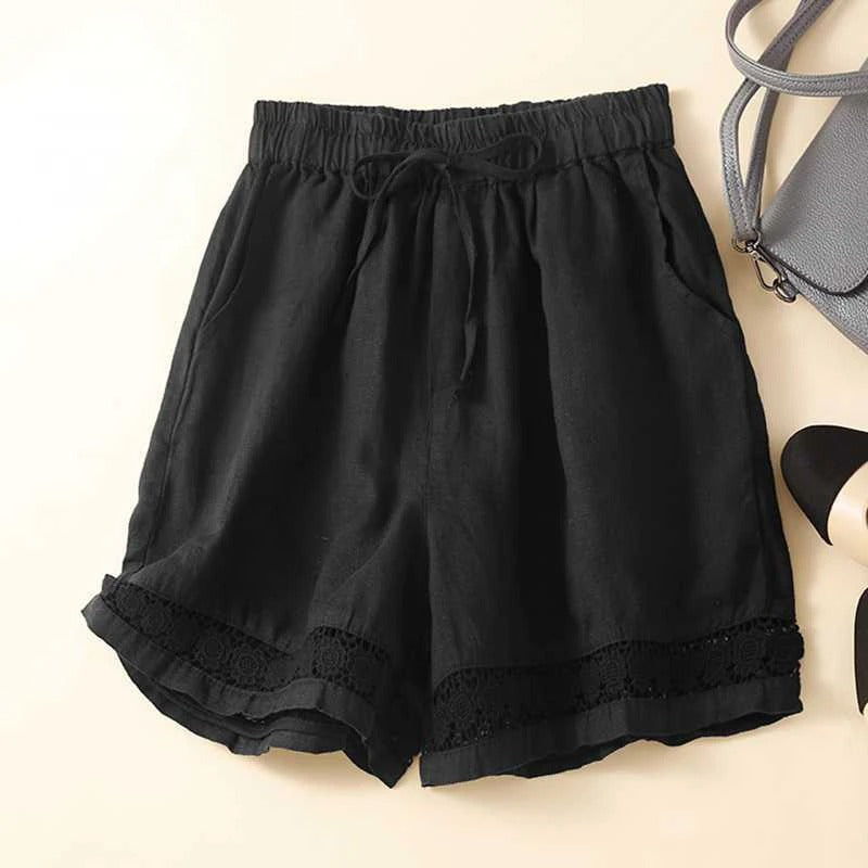Rica Lace-Trim Shorts | Women's Drawstring Relaxed Summer Shorts