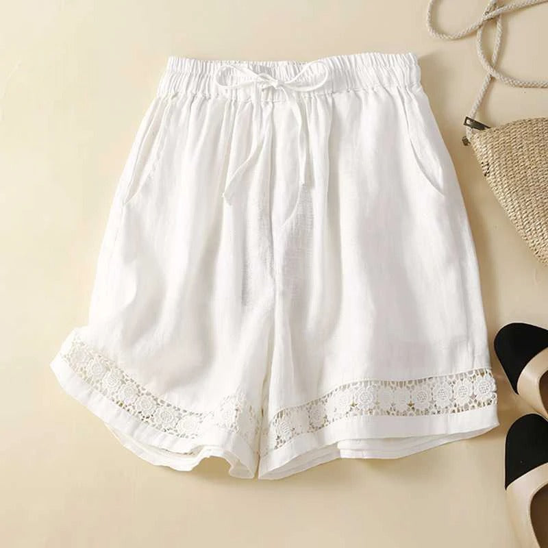 Rica Lace-Trim Shorts | Women's Drawstring Relaxed Summer Shorts