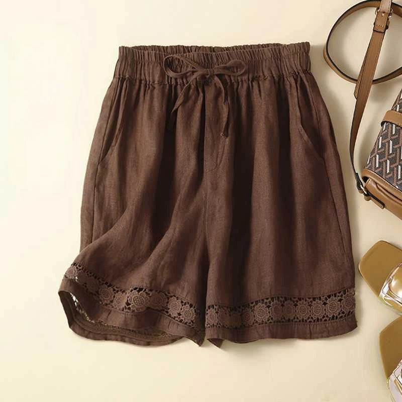 Rica Lace-Trim Shorts | Women's Drawstring Relaxed Summer Shorts