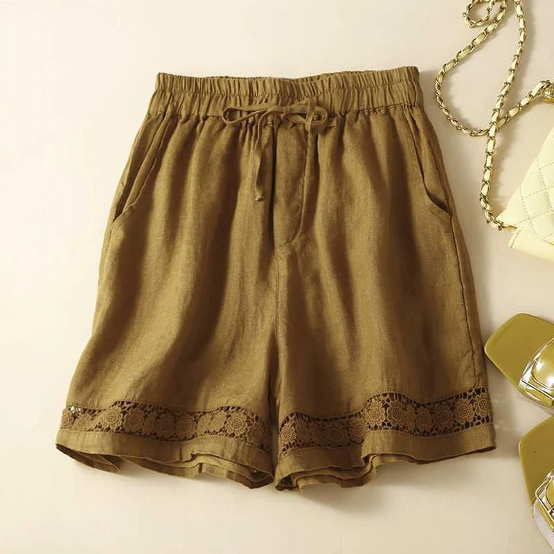 Rica Lace-Trim Shorts | Women's Drawstring Relaxed Summer Shorts
