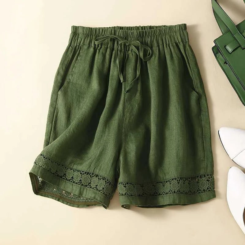 Rica Lace-Trim Shorts | Women's Drawstring Relaxed Summer Shorts
