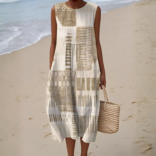 Adeline abstract print sleeveless midi sundress
