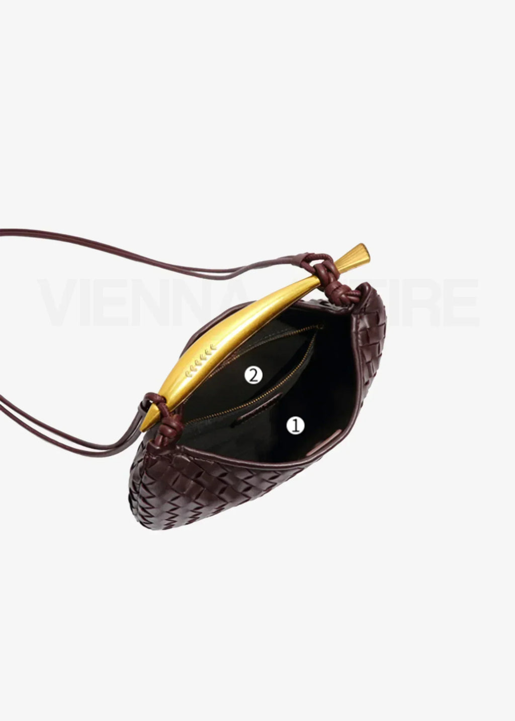 Minerva gold-tone bar woven crescent top-handle bag