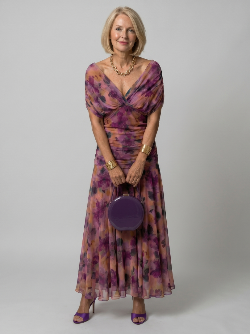 Portia draped off-shoulder ruched maxi dress