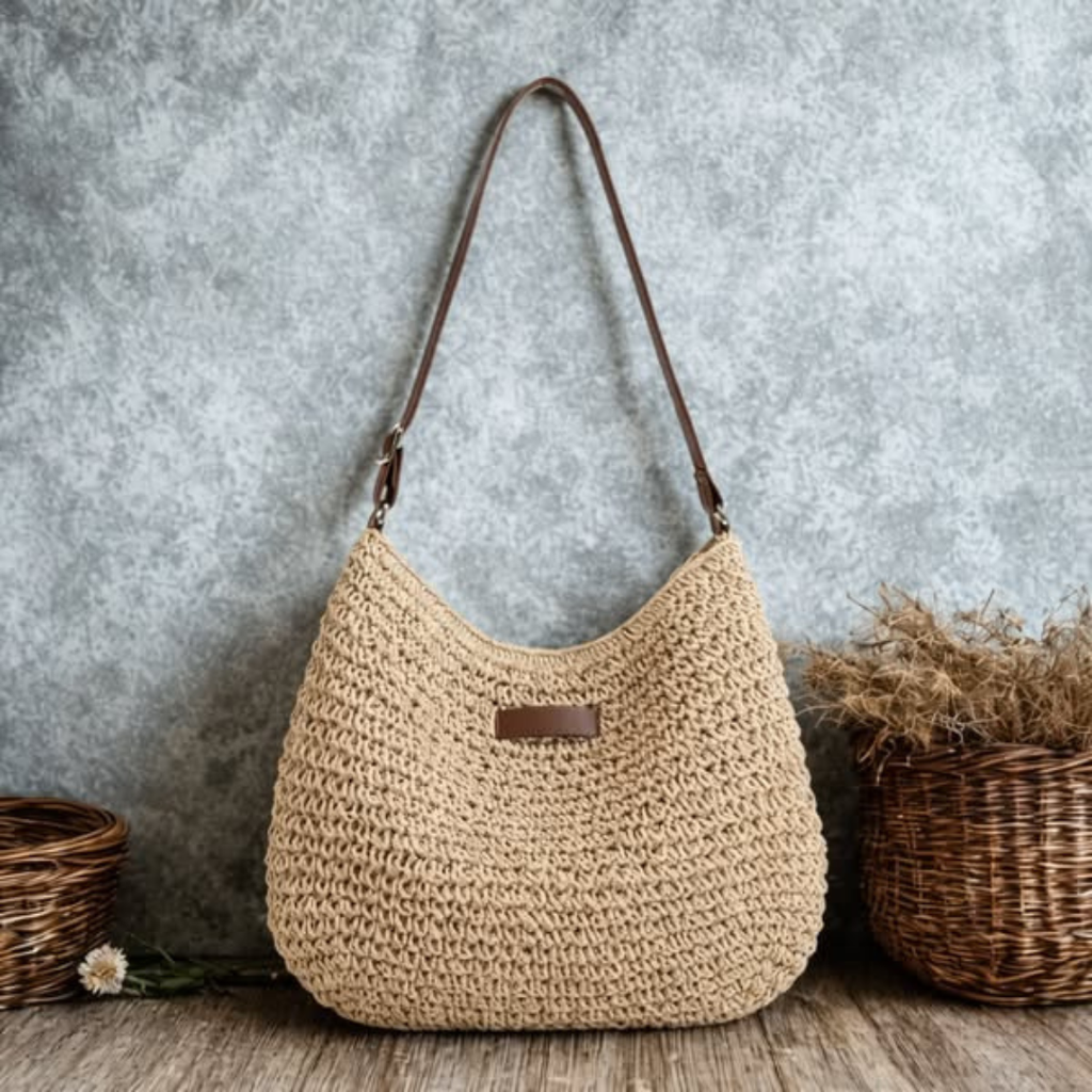 Mercy crochet zip-top hobo shoulder bag