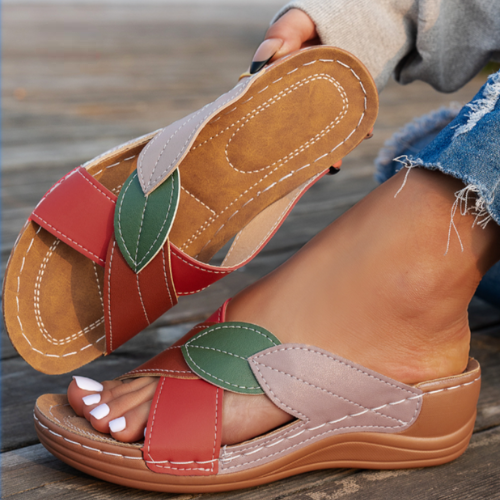Petra Patchwork Wedge Sandals | Women's Slip-On Comfort Sandals