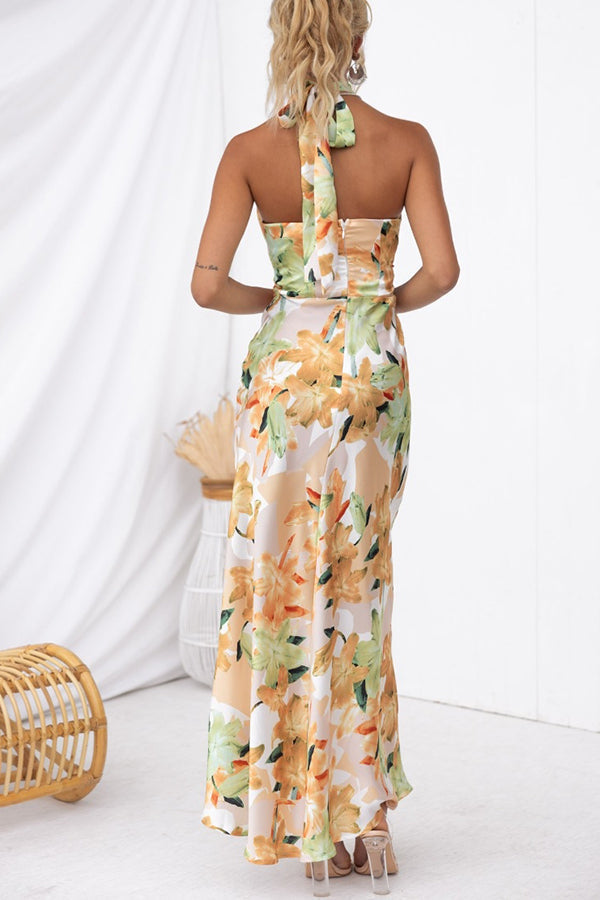 Sofia floral halter-neck open-back maxi dress
