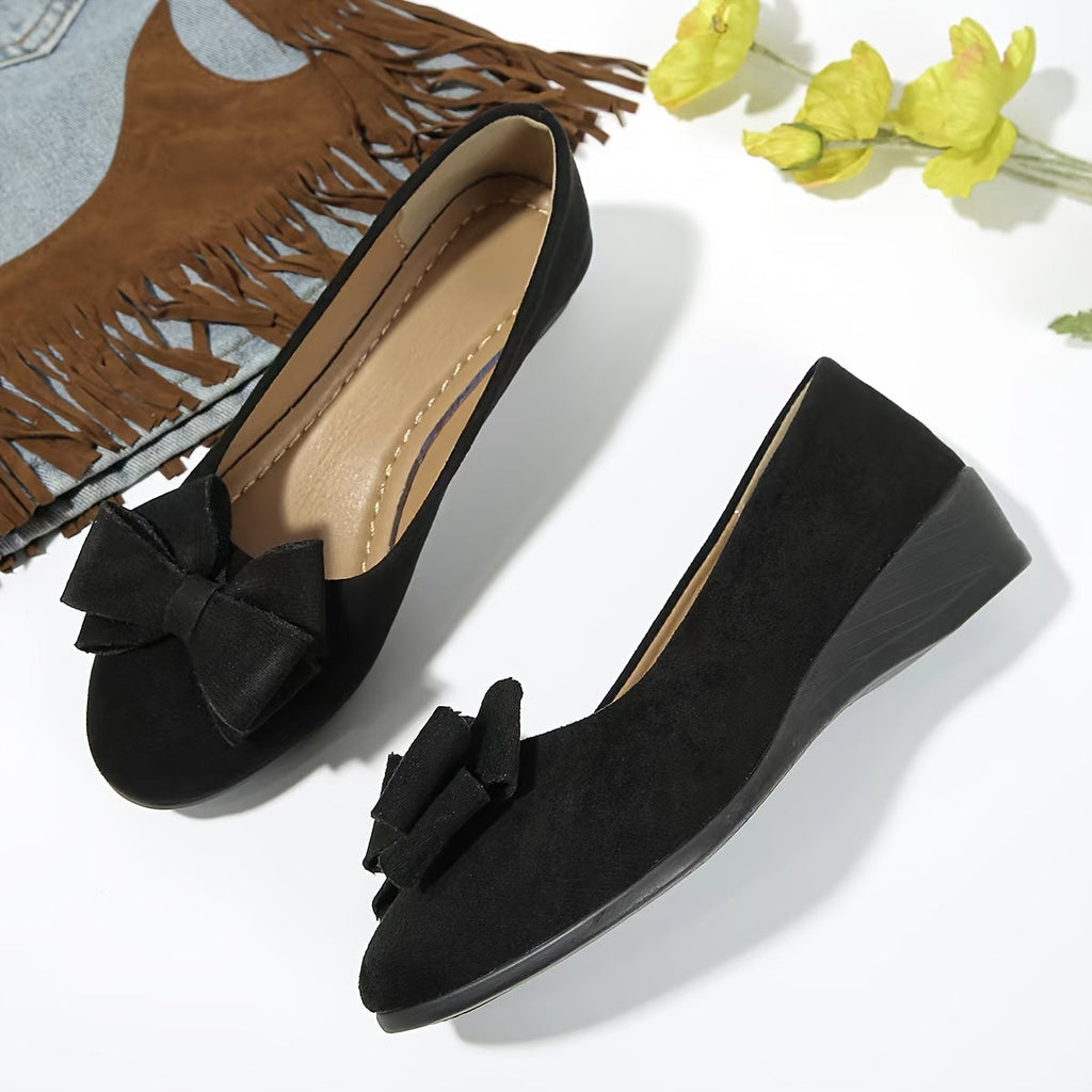 Maisie Wedge Ballet Flats | Women's Bow Slip-On Flats