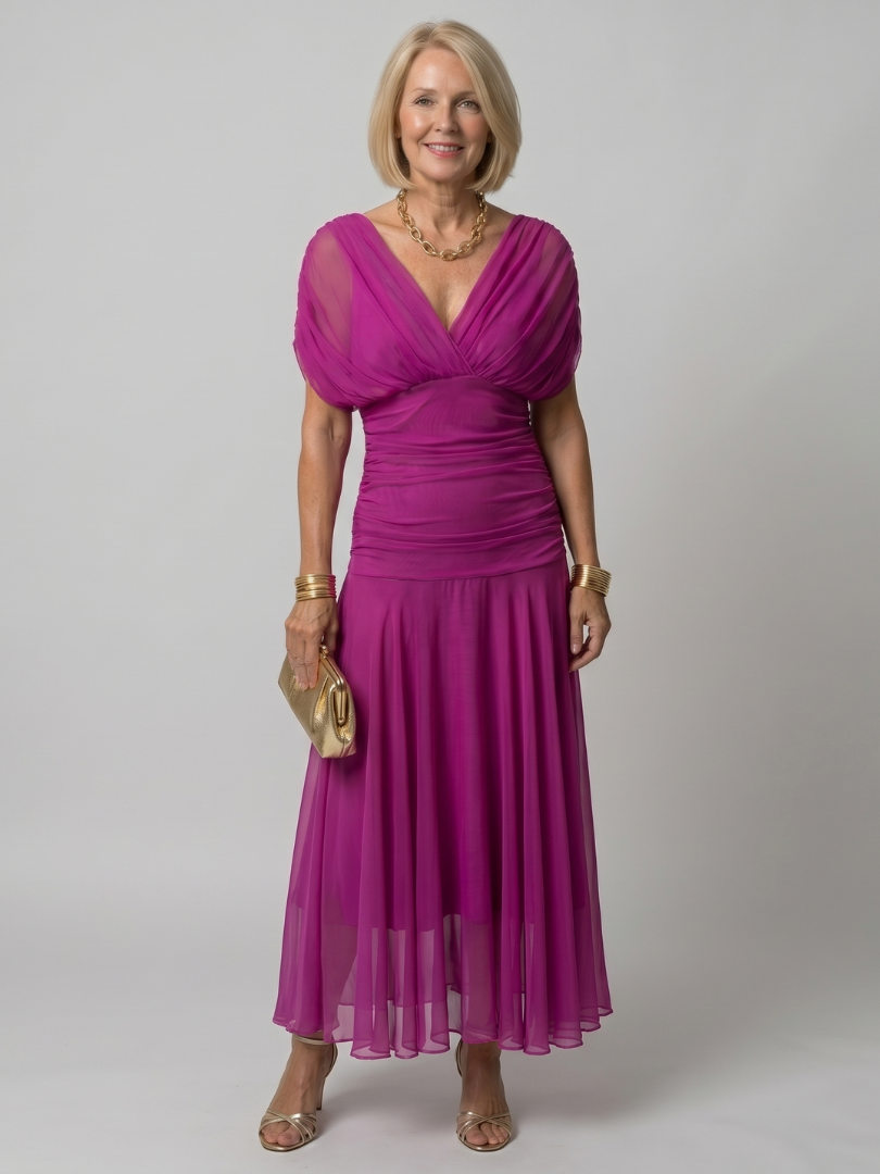 Portia draped off-shoulder ruched maxi dress