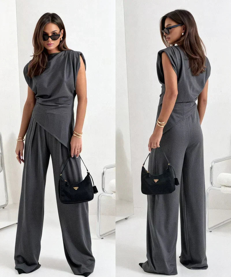 Khloe Two-Piece Set | Women's Elegant Wide-Leg Co-Ord