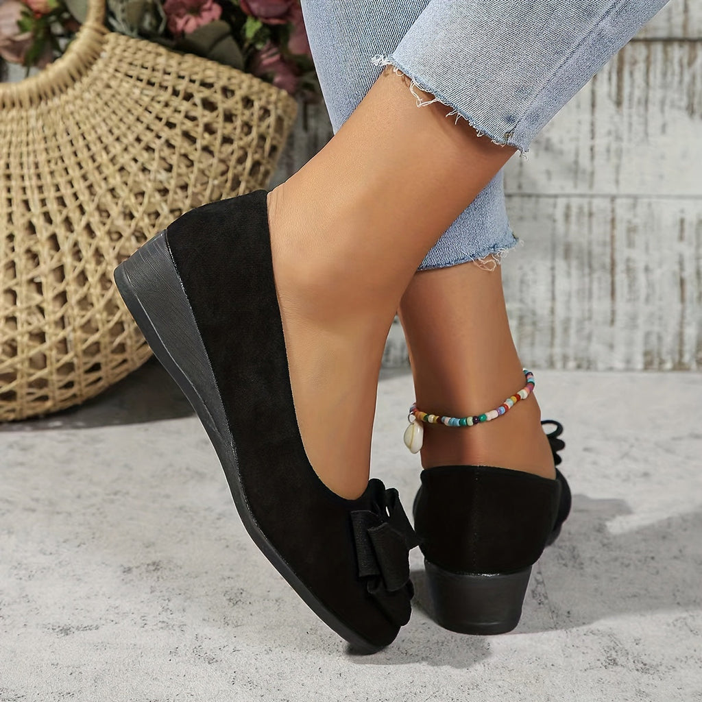 Maisie Wedge Ballet Flats | Women's Bow Slip-On Flats
