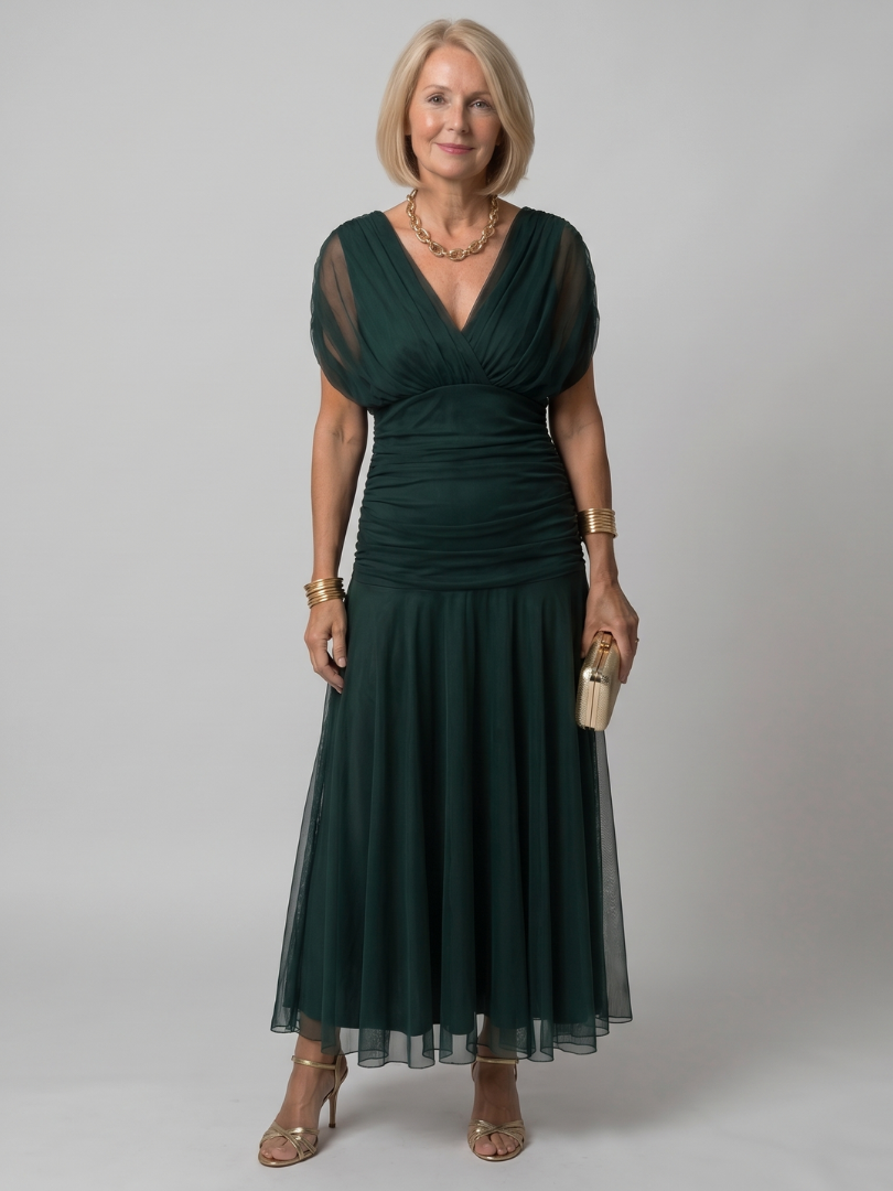 Portia draped off-shoulder ruched maxi dress