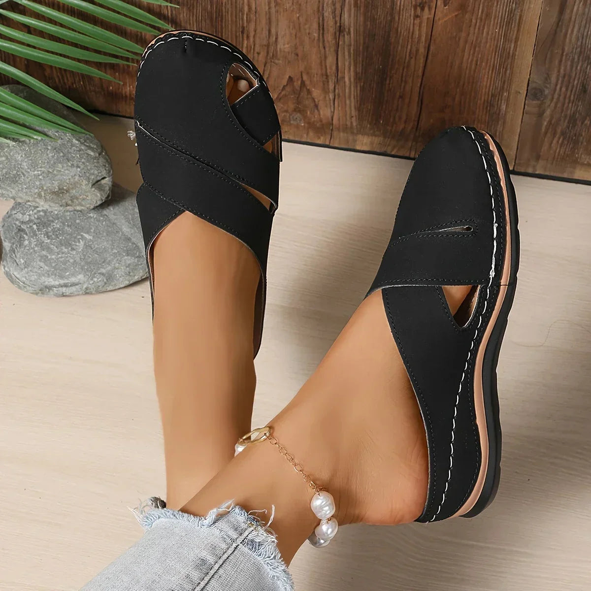 Ella Round-Toe Wedge Sandals | Women's Platform Slip-On Sandals
