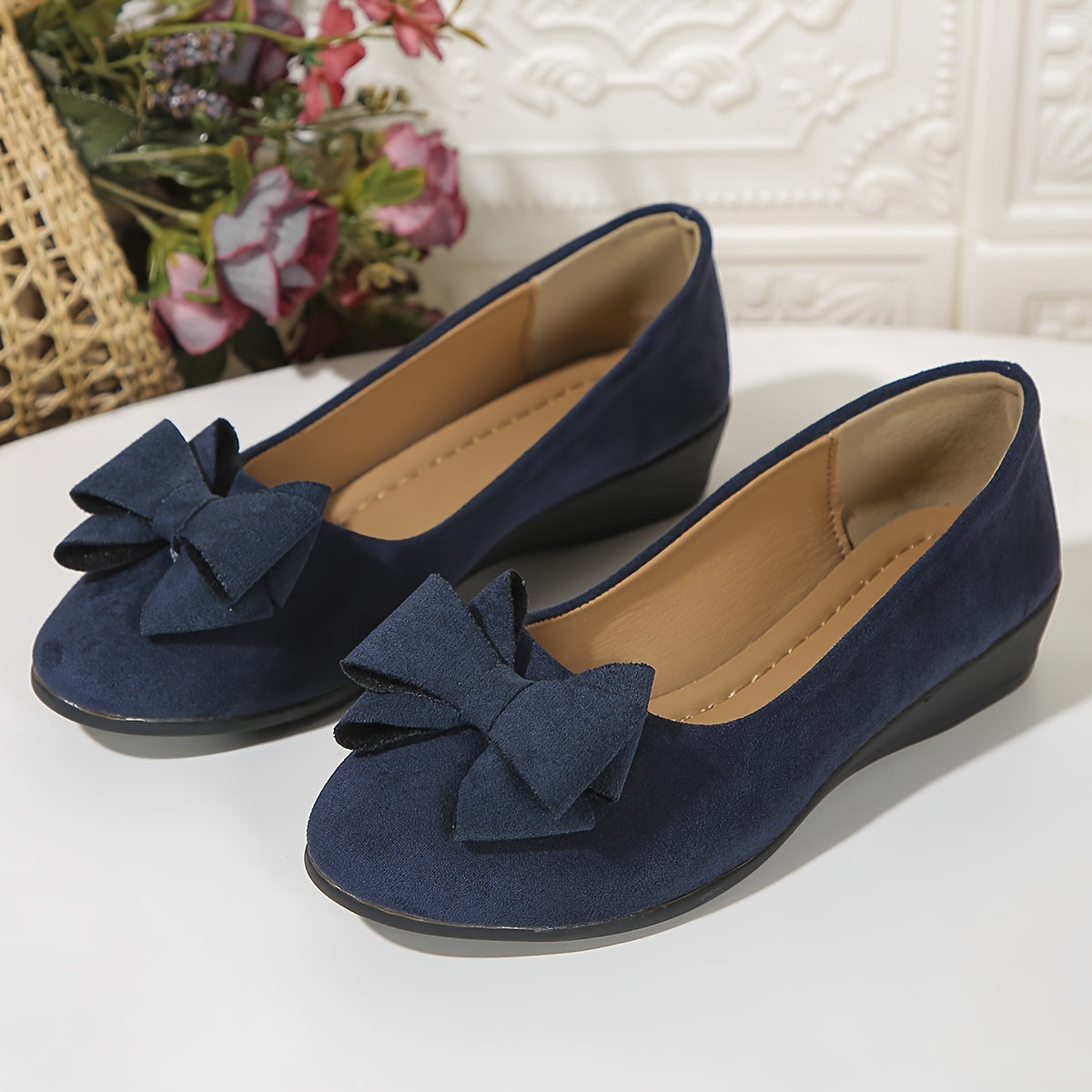 Maisie Wedge Ballet Flats | Women's Bow Slip-On Flats