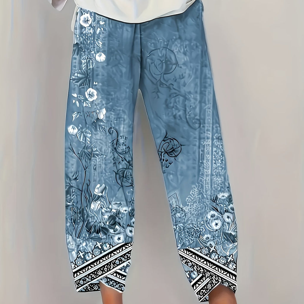 Ursula floral border print cropped harem pants