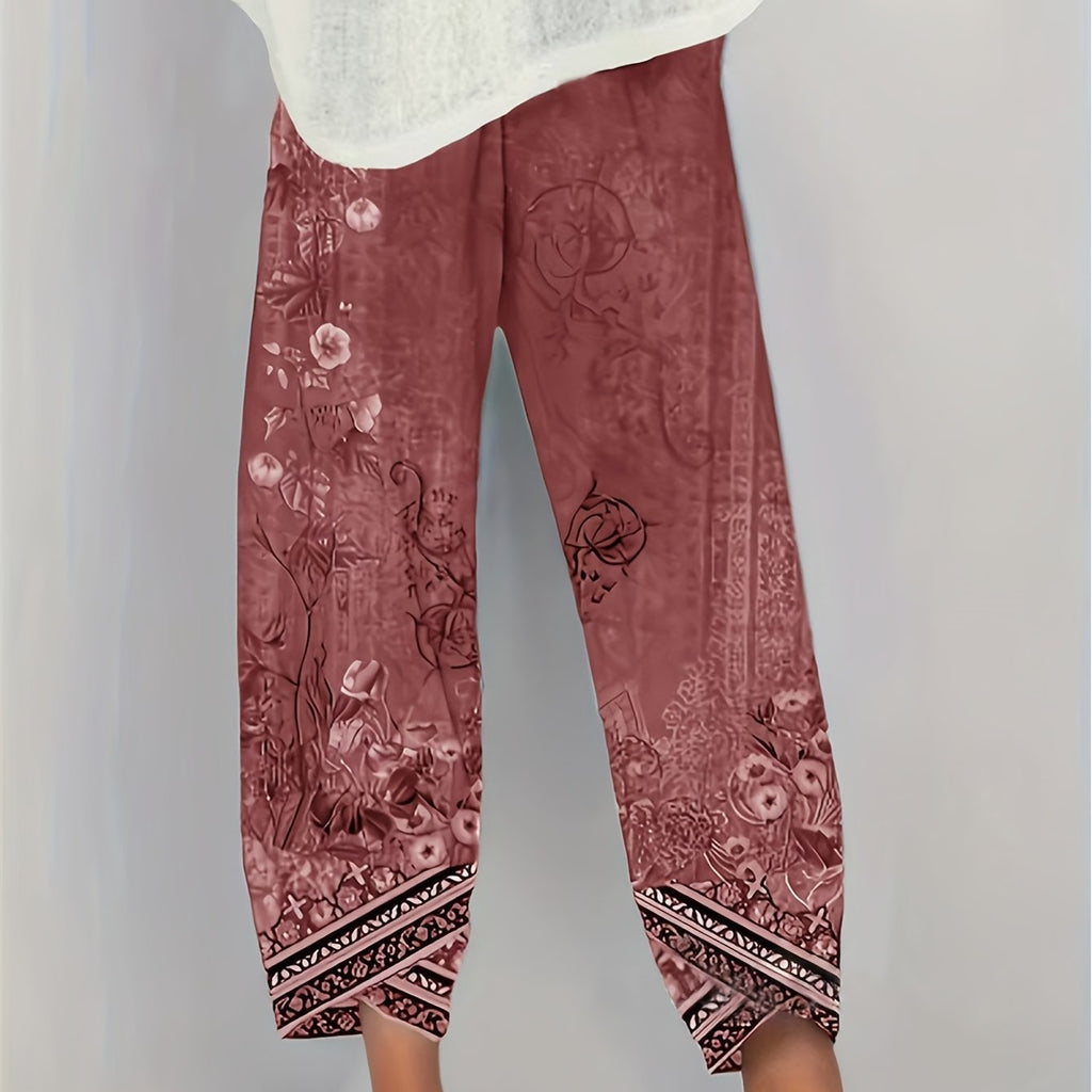 Ursula floral border print cropped harem pants