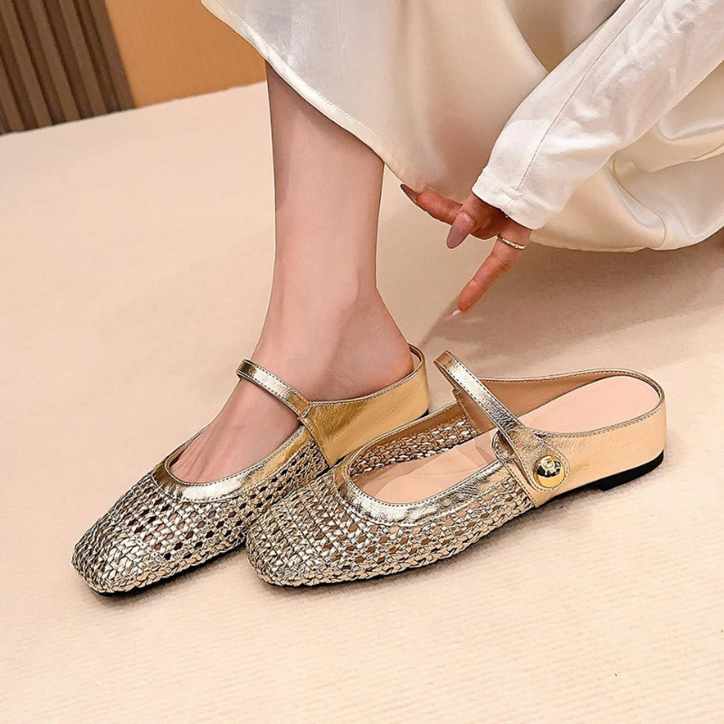 Mira Woven Mule Flats | Women's Mary Jane Slip-On Shoes