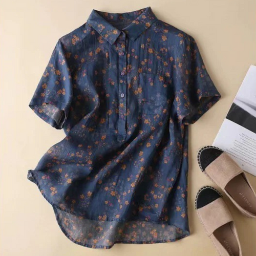 Annette Floral Half-Placket Shirt | Women's Short-Sleeve Top
