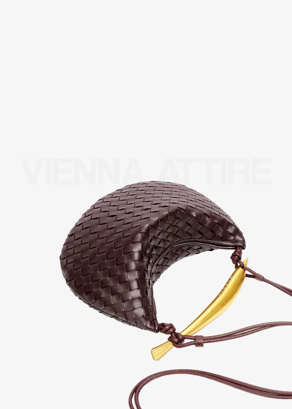 Minerva gold-tone bar woven crescent top-handle bag