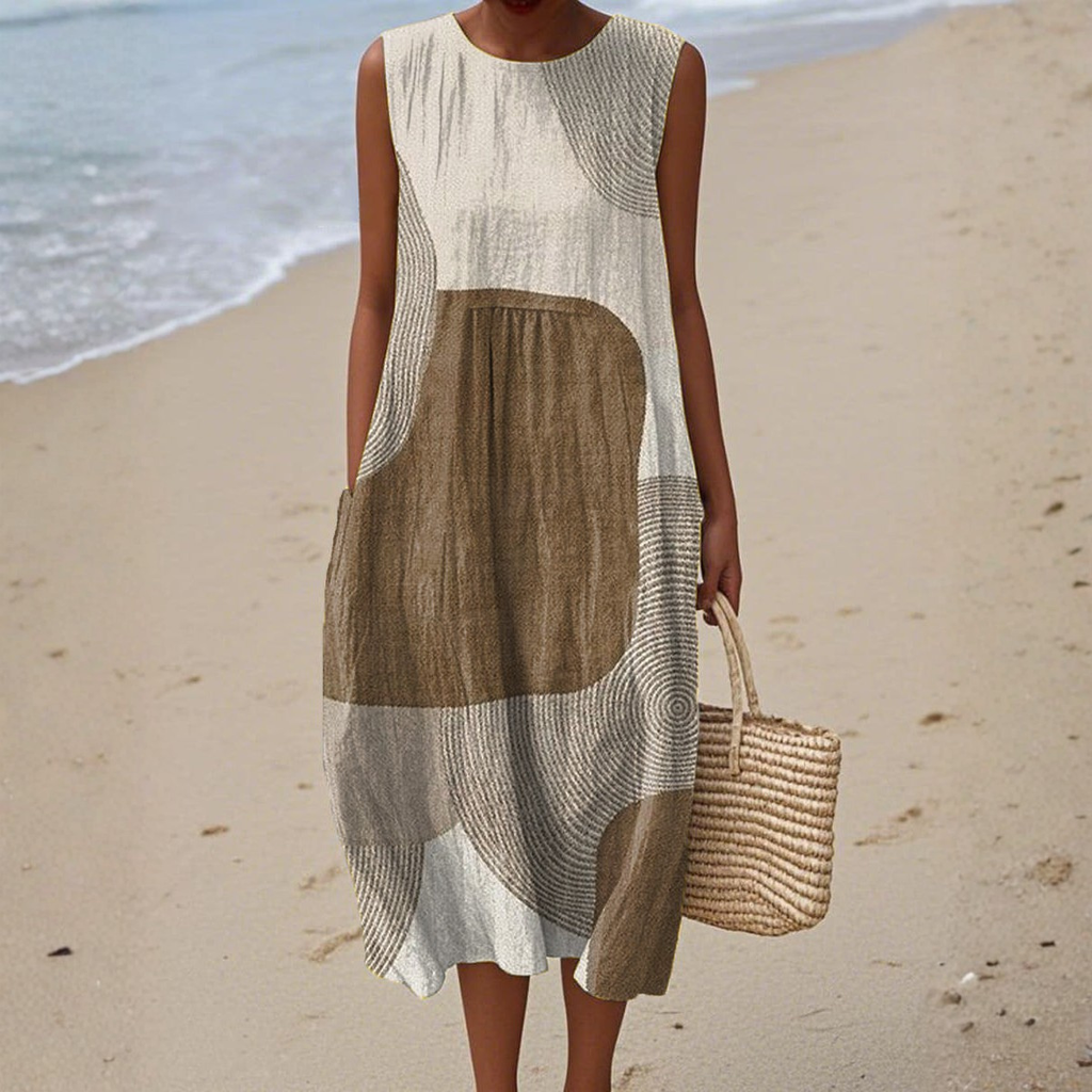 Adeline abstract print sleeveless midi sundress
