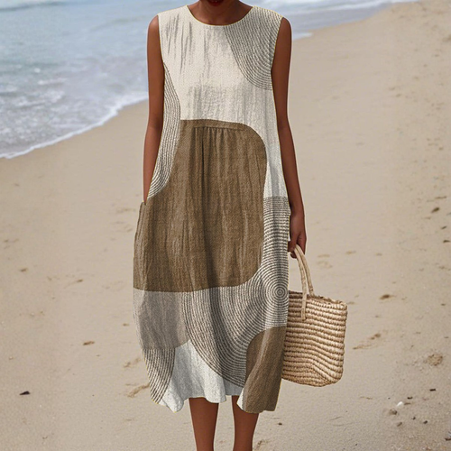Adeline abstract print sleeveless midi sundress