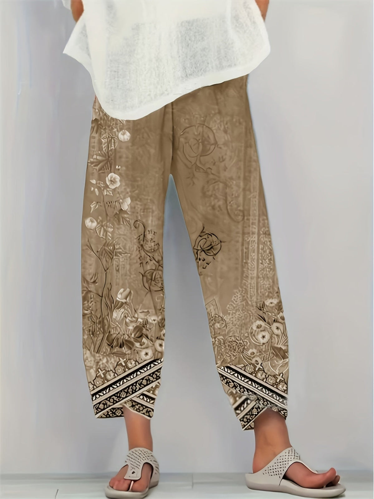 Ursula floral border print cropped harem pants