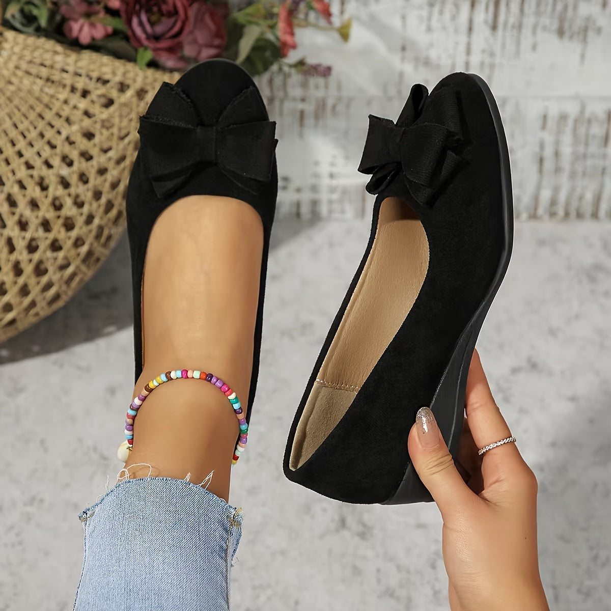 Maisie Wedge Ballet Flats | Women's Bow Slip-On Flats