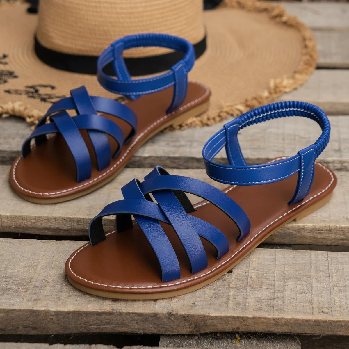 Sicily Woven Flat Sandals | Women's Cross-Strap Summer Sandals