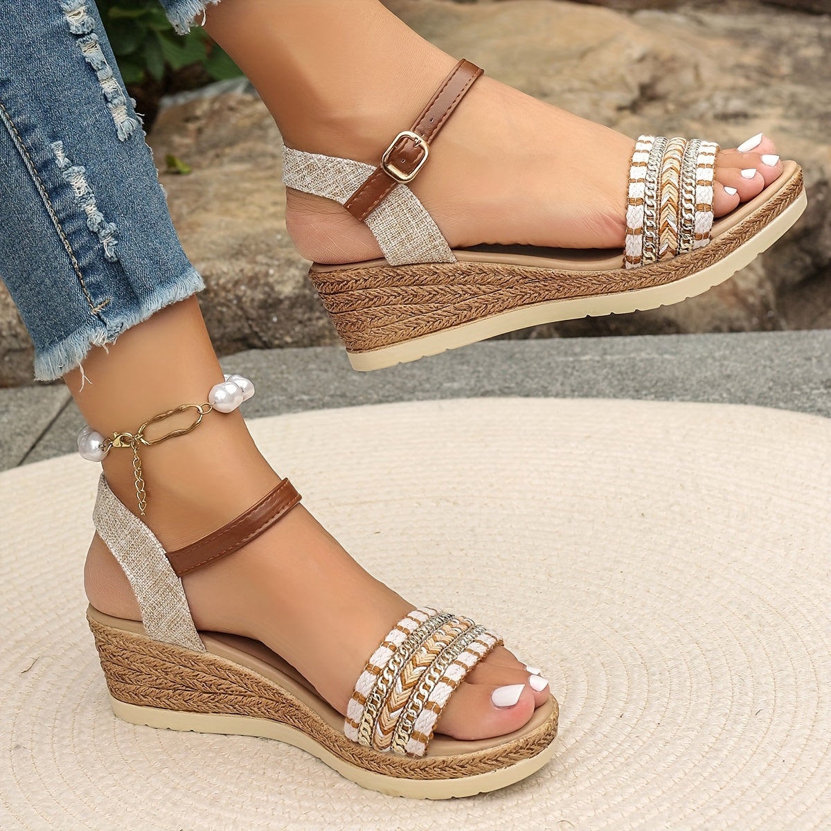 Amara Woven Wedge Sandals | Women's Espadrille Ankle-Strap Sandals