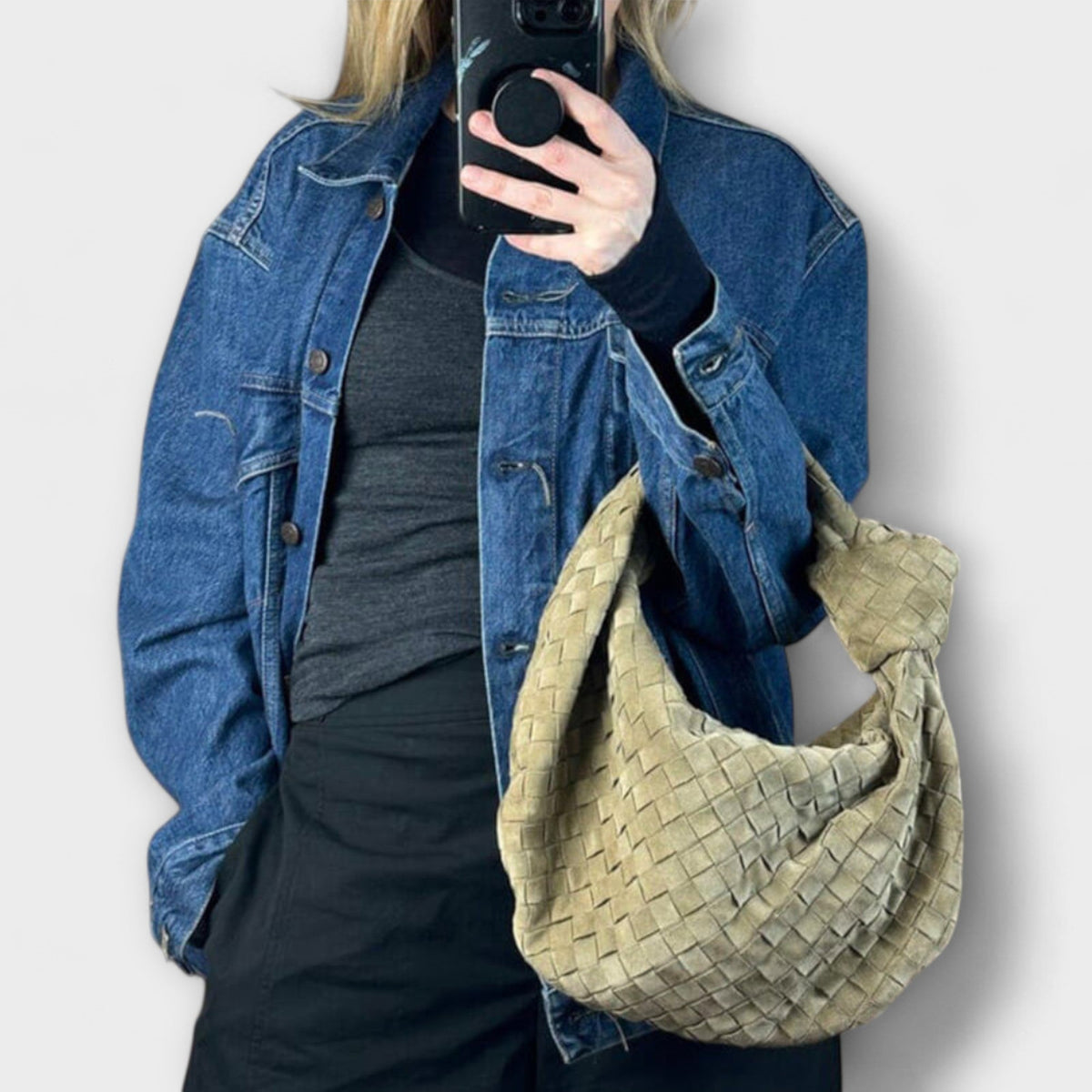 Millie knotted-handle woven hobo shoulder bag