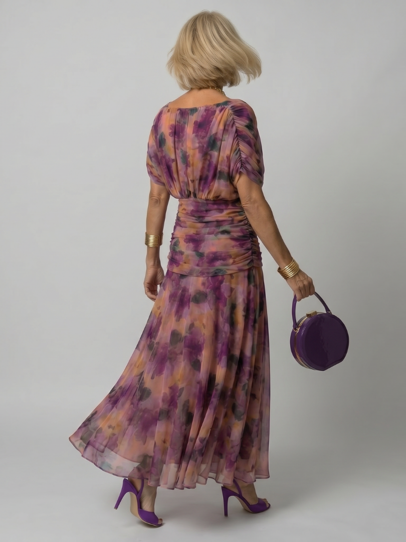 Portia draped off-shoulder ruched maxi dress