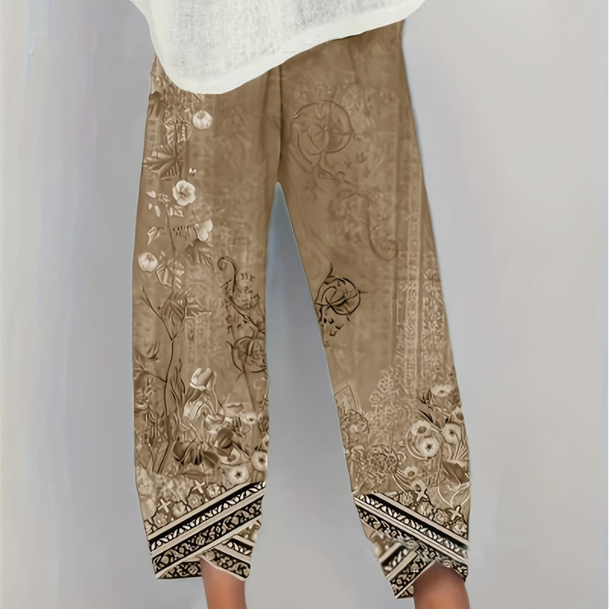 Ursula floral border print cropped harem pants