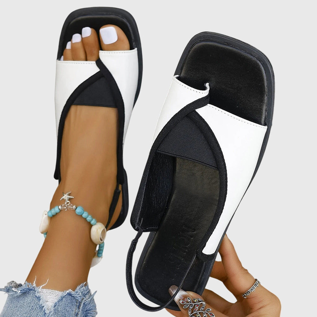 Zola Colourblock Slingback Sandals | Women's Square-Toe Flat Sandals
