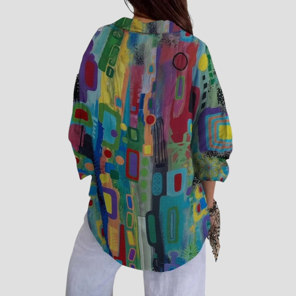 Marjorie Abstract Print Shirt | Women's Relaxed Long-Sleeve Top