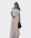 Ianthe off-shoulder pleated maternity maxi dress