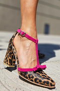 Leontina Leopard T-Strap Sandals | Women's Heeled Summer Sandals